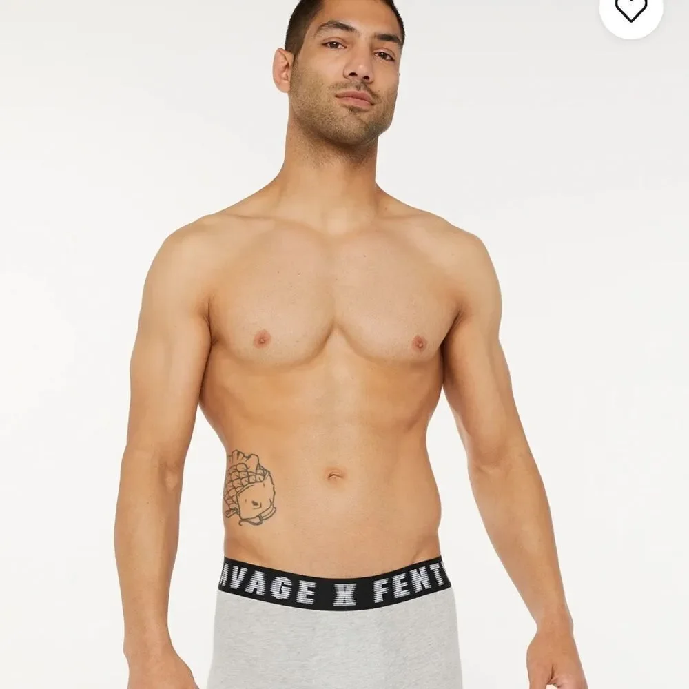 Savage X Fenty Boxer Briefs With Matte Logo Waistband Platinum Grey M NWT IN PKG